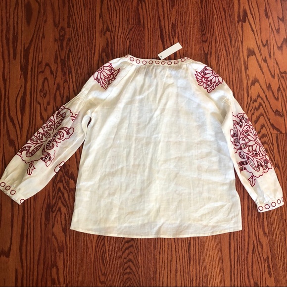 Anthropology Embroidered Beautiful Linen Blouse XS - Picture 7 of 8